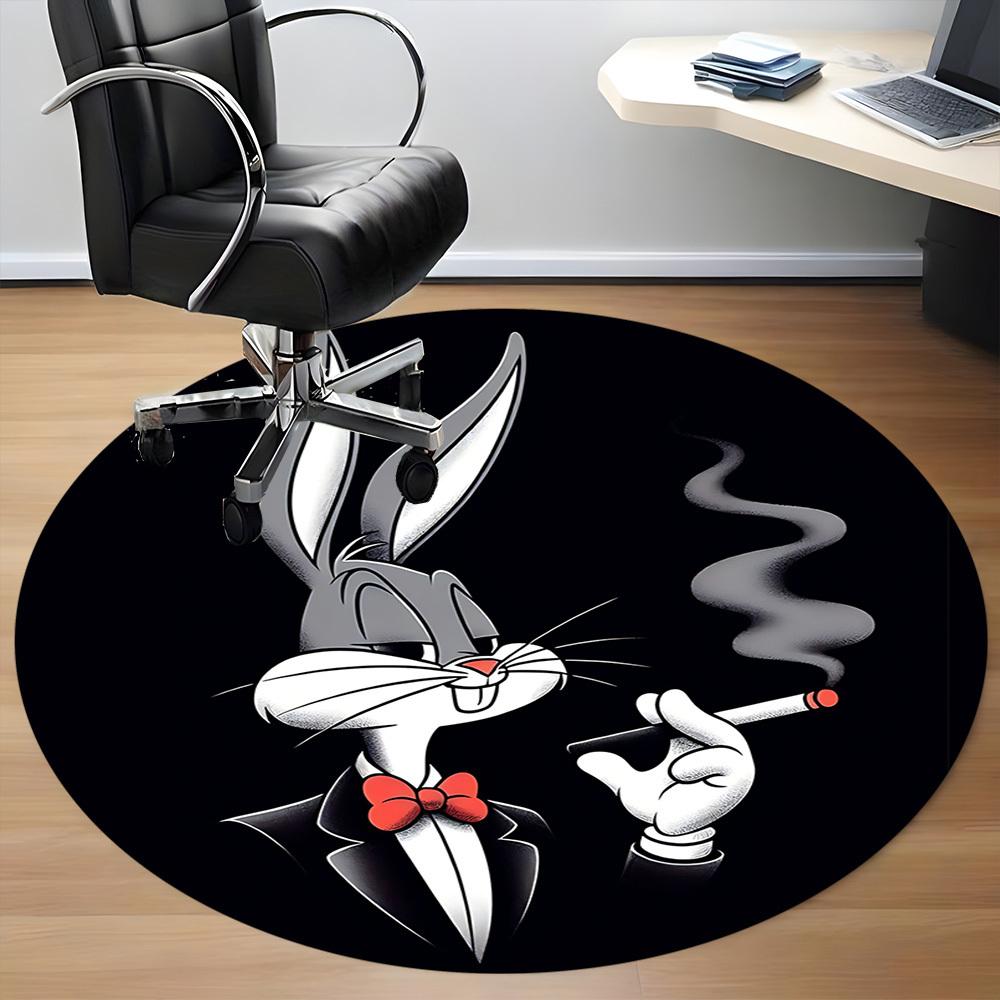1pc Bugs Bunny Office Round Area Rug, Under Office Chairs Bedroom Living Room Home Decor, Room Deco, Available In Various Sizes