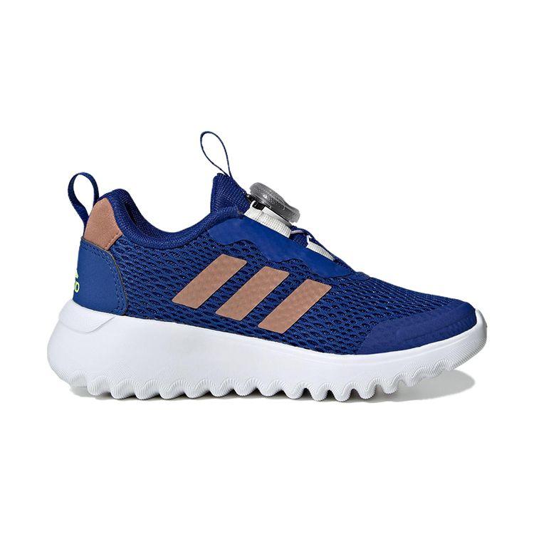 Adidas Activeflex Boa 3.0 Fabric Durable Shock Absorption Rebound Low Top Running Shoes Kids Sneakers Blue Gold IG0583