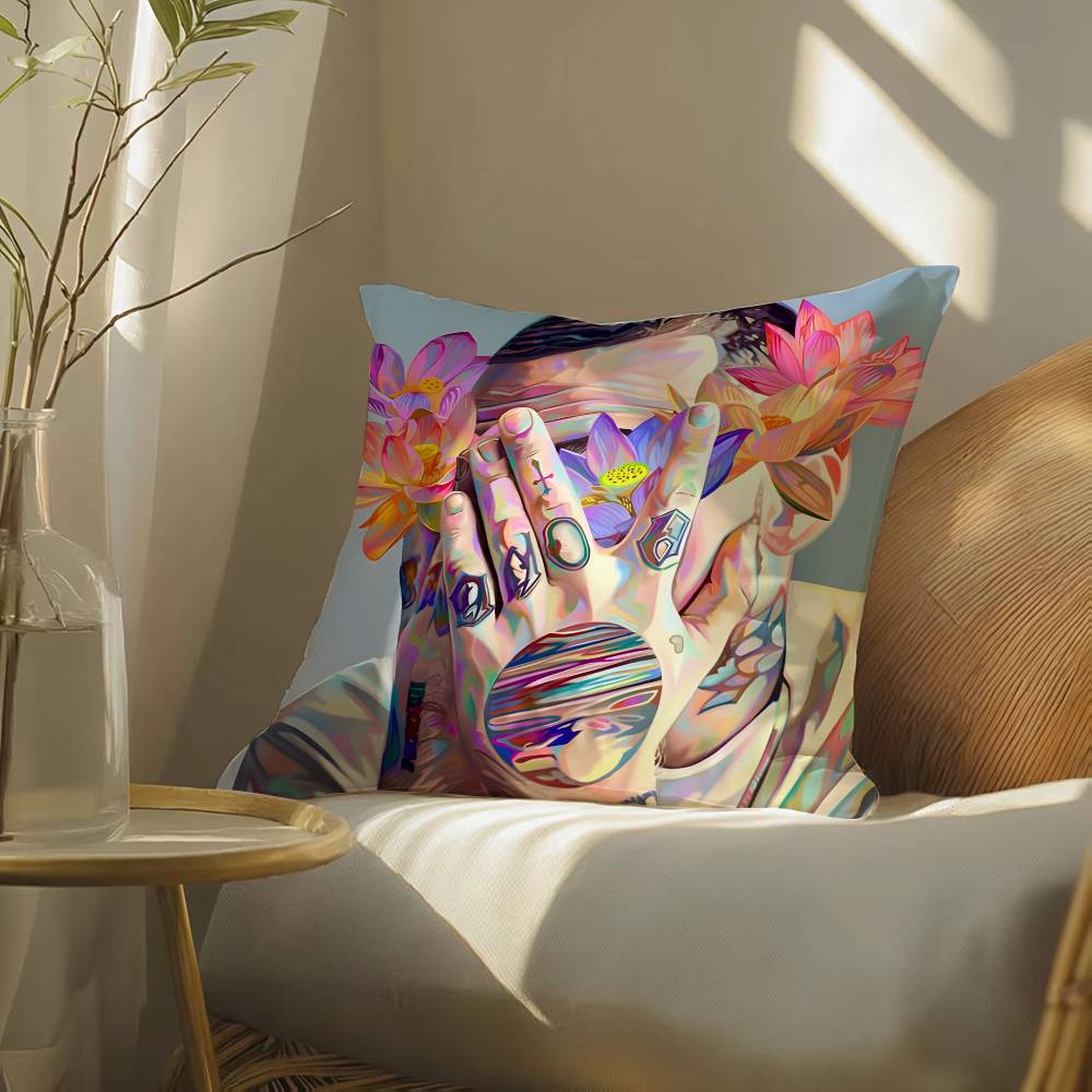 

певец Mac Miller-M Наволочка Шелковистая элегантная Комфорт Диван-кровать Невидимая молния Пляжная наволочка 12x12Inch