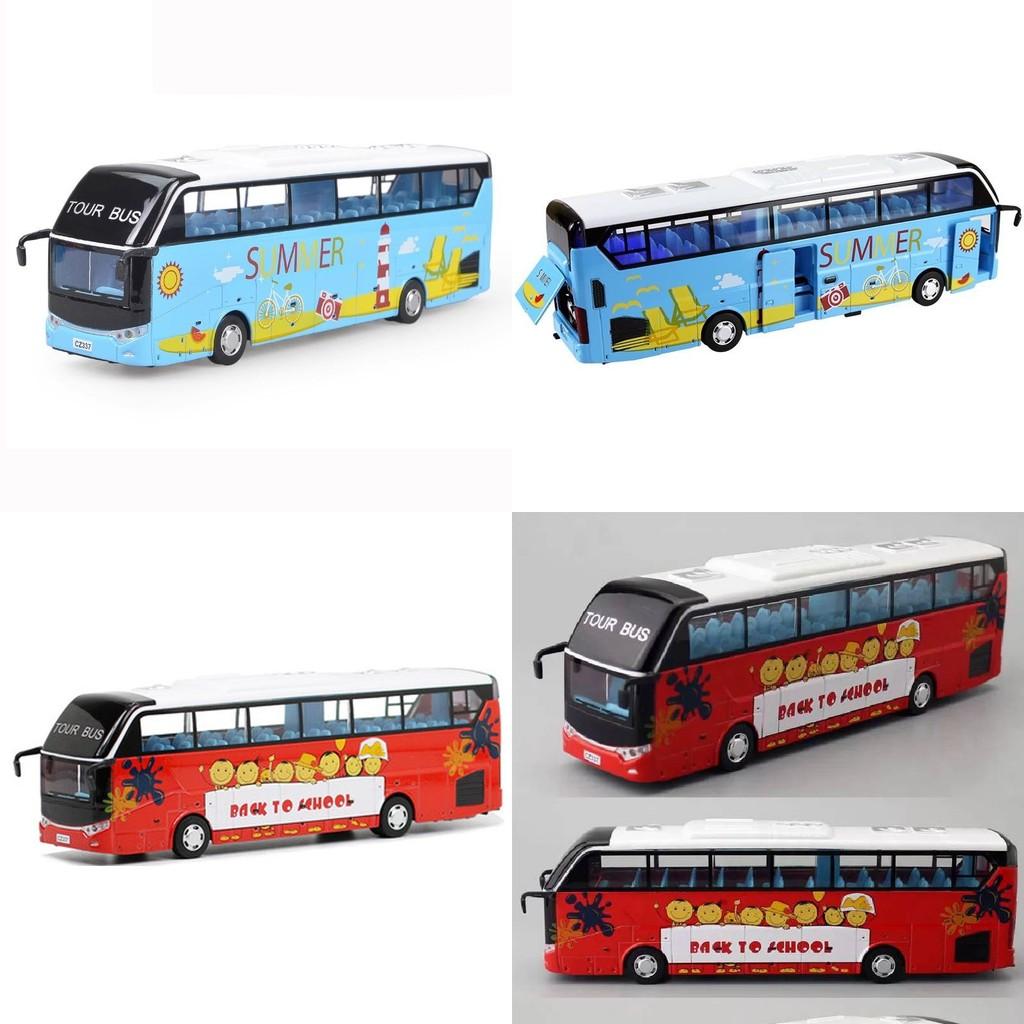 Simulated City Luxurious Sightseeing Bus Model Toy With Sound And Light Function
