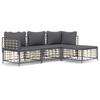 VidaXL Salon de jardin 4 pcs avec coussins anthracite résine tressée, ensemble de salon, ensemble de salon d'extérieur, 3186739
