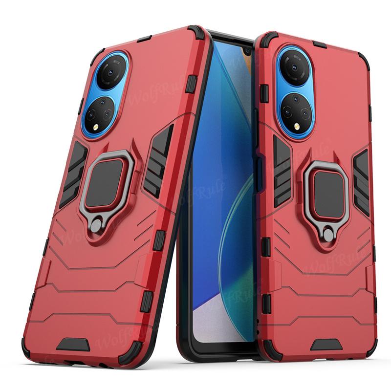 

Чехол для телефона Huawei Honor X7 Чехол для Honor X7 Capas Противоударный бампер Держатель Магнитный бронечехол для Honor X7 X9 X8 Fundas For Honor X9 5G красный