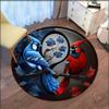 Yin Yang Birds Blue Red Cardinal Round Crystal Velvet Rug Nature Harmony Art Decorative Floor Mat for Living Room Bedroom Home