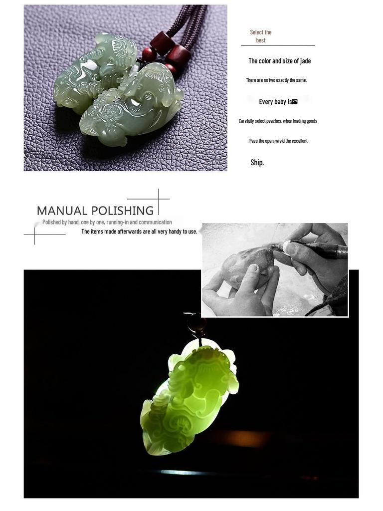 Hetian Jade Pixiu Pendant Necklace - Unisex Jade Couple Necklace