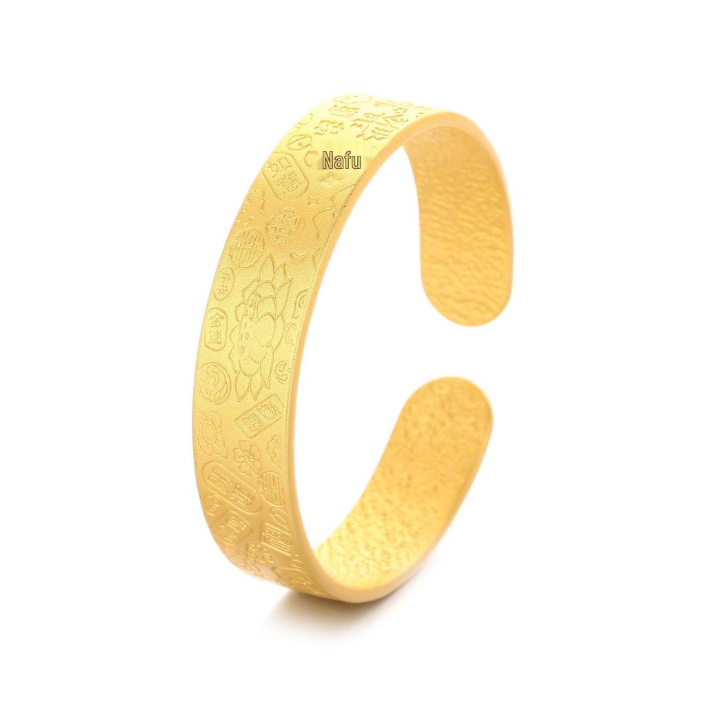 Gold-Plated Eight Treasures Lotus Bracelet for Women – Versatile Retro Chinese Openable Design