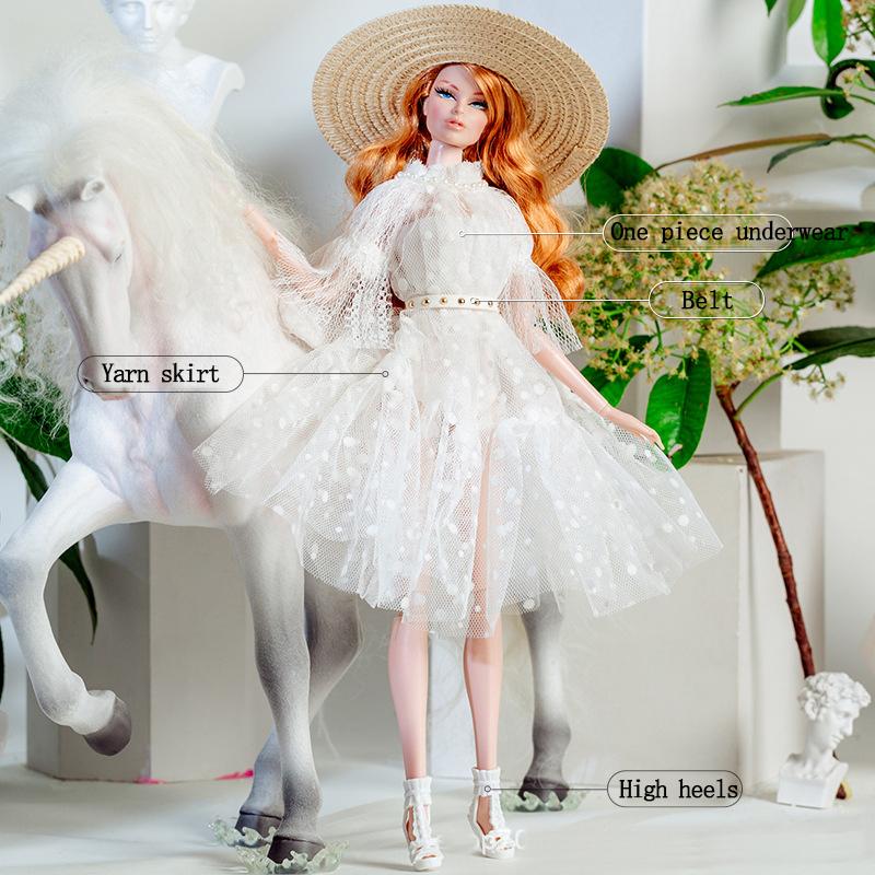 32cm Supermodel Doll Clothes Suit European Fashion Feather Dress Gauze Skirt Exquisite Accessories Set DIY Toy Collector Gifts
