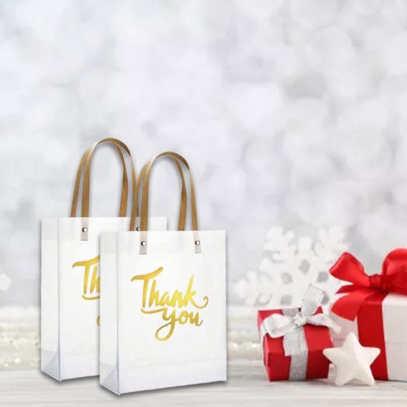 10Pcs Thank You Gift Bags With Handle Functional Thank You Gift Bags Handheld Bags for Home and Commercial Use