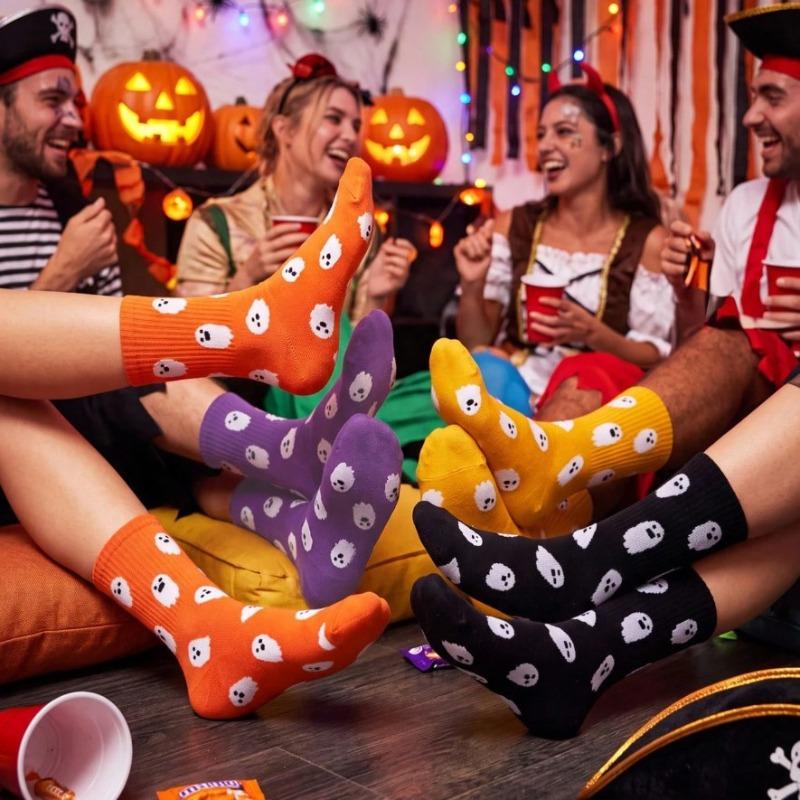 Socks Halloween Unisex Spring and Autumn Cartoon Ghost Ins Versatile Color Mid Tube Socks