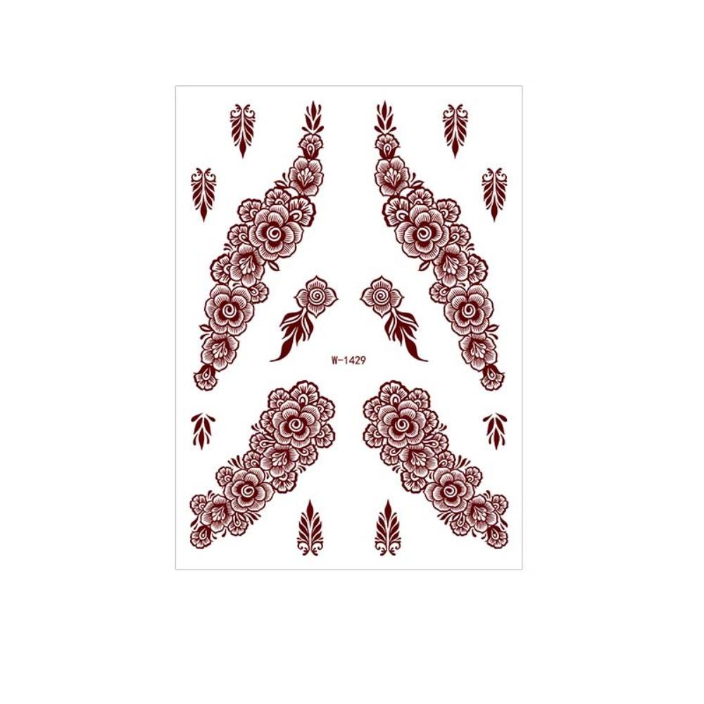Lace Fake Tattoo Temporary Tattoo Legs Arm Red Henna Tattoo Decals Women/Lady