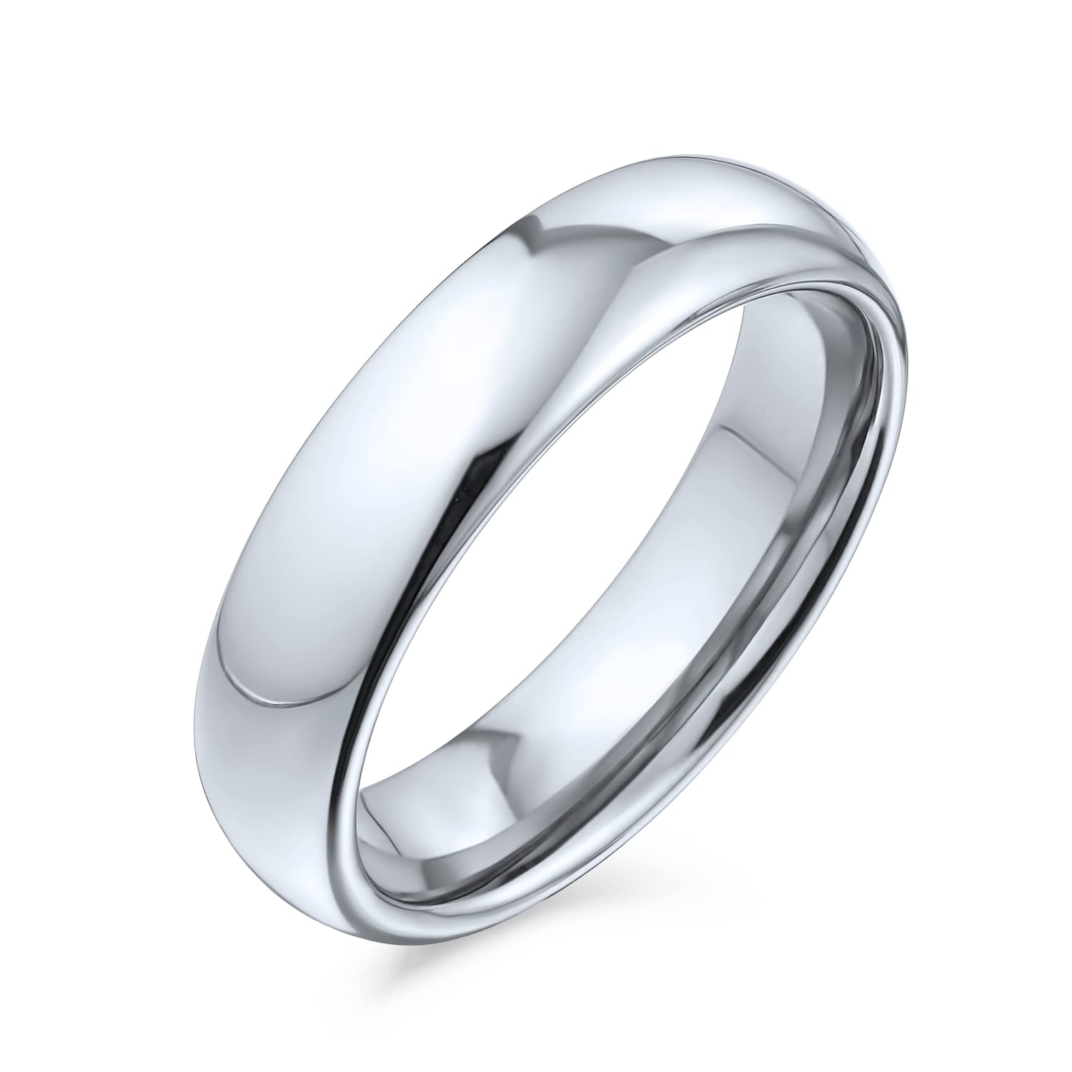 

Titanium Simple Domed Mirror Finish 5mm Width Comfort Fit Wedding Band Size 9 [Bling Jewelry]