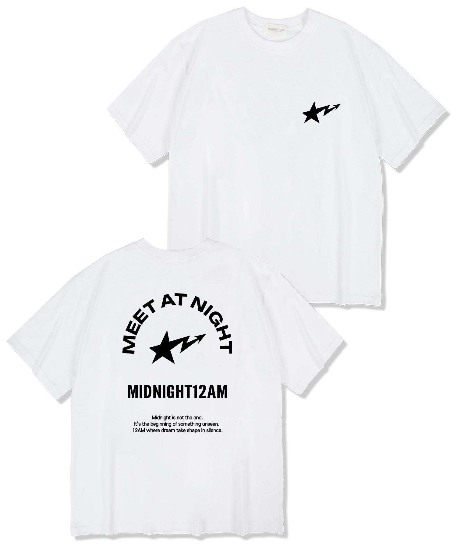 Midnight 12 Am Meet & Night Oversized Short Sleeve T-Shirt White L