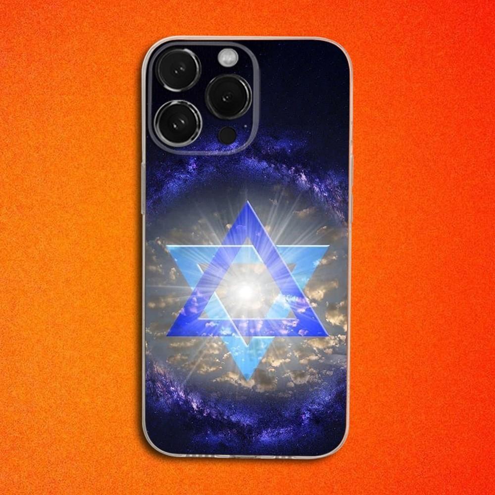 Star David I-Israel Flag Phone Case For iPhone 16,15,14,13,12,11 Plus,Pro,Max,XR,XS,X,Plus,SE,Mini Transparent Soft Cover