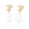 French elegant retro natural, baroque special-shaped pearl earrings gold-plated two-color 925 silver needle atmospheric earrings for women