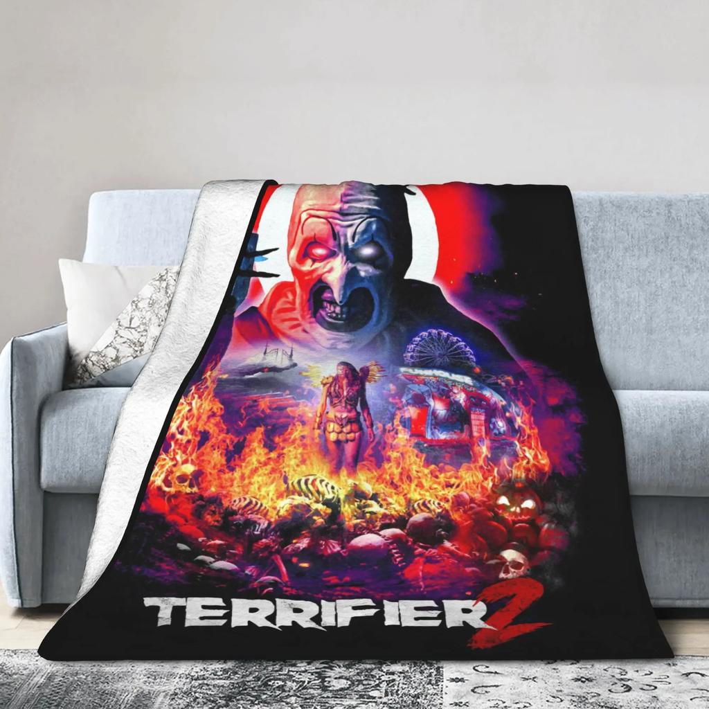 Terrifier Horror Film Soft Warm Aesthetic Plush Throw Blanket for Kids Living Room Flannel Bedspread Bed Cover