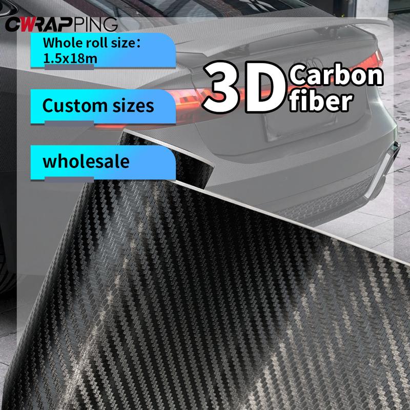 3D Carbon Fiber Car Adhesive Vinyl Wrap 150x300cm Roof Hood Cover Black Bumper Protective Car Film Covering for Auto Accessories