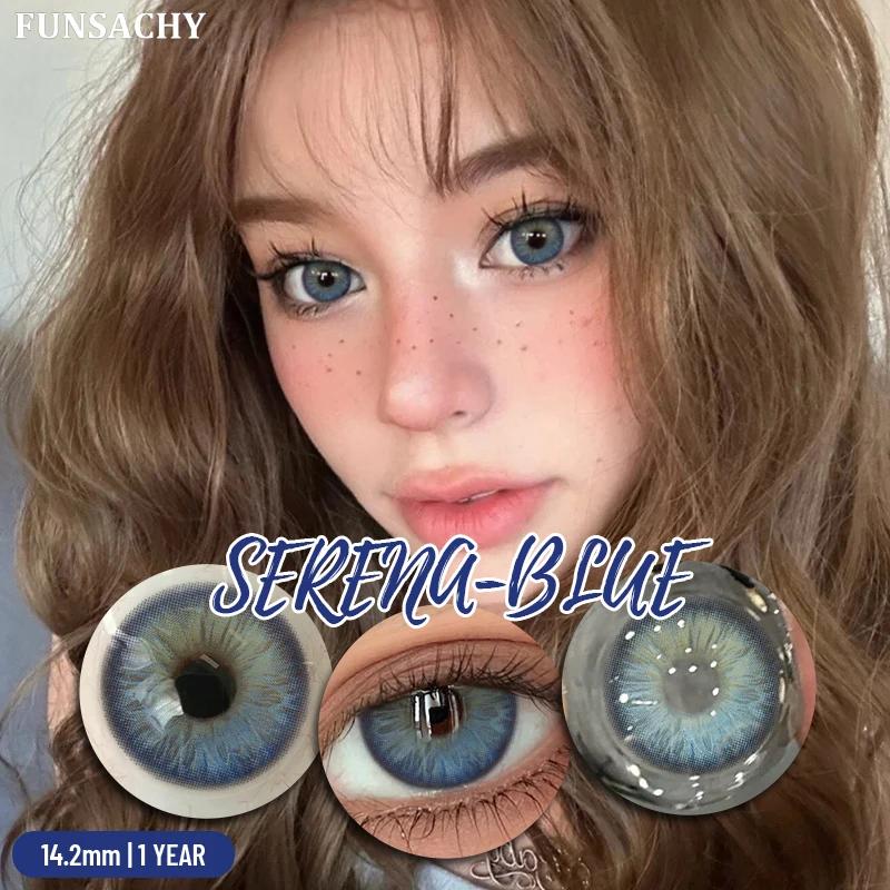 FUNSACHY Color Contacts 1Pair Natural Brown Korean Big Eye Contact Lenses for Eyes Beauty Gray Pupils Colored Soft Lens Yearly