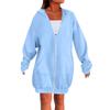 Women's Solid Color Zippered Sweatshirt Top Daily Casual Raglan Long Jacket (Without Hood Drawstring)