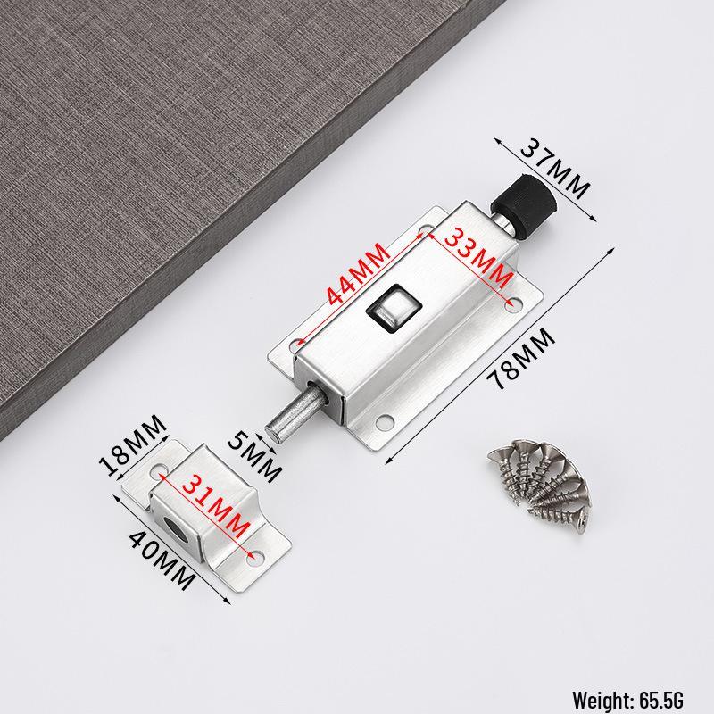 Stainless Steel Automatic Spring Bolt for Small Doors and Windows - Surface Mounted Latch for Wooden and Bathroom Doors