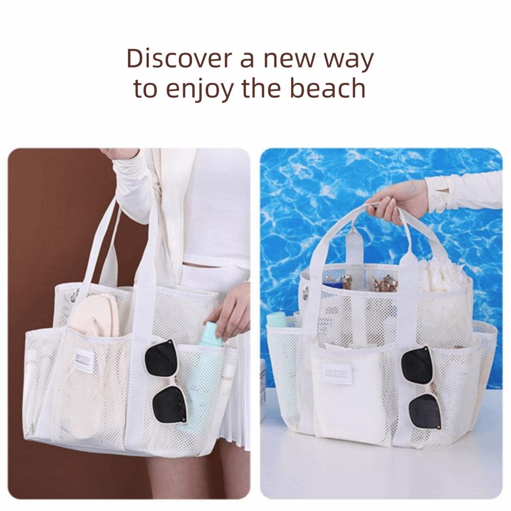 Multi Functional Pockets Mesh Beach Bag Internal Compartments Toiletry Organizer  Pool Use