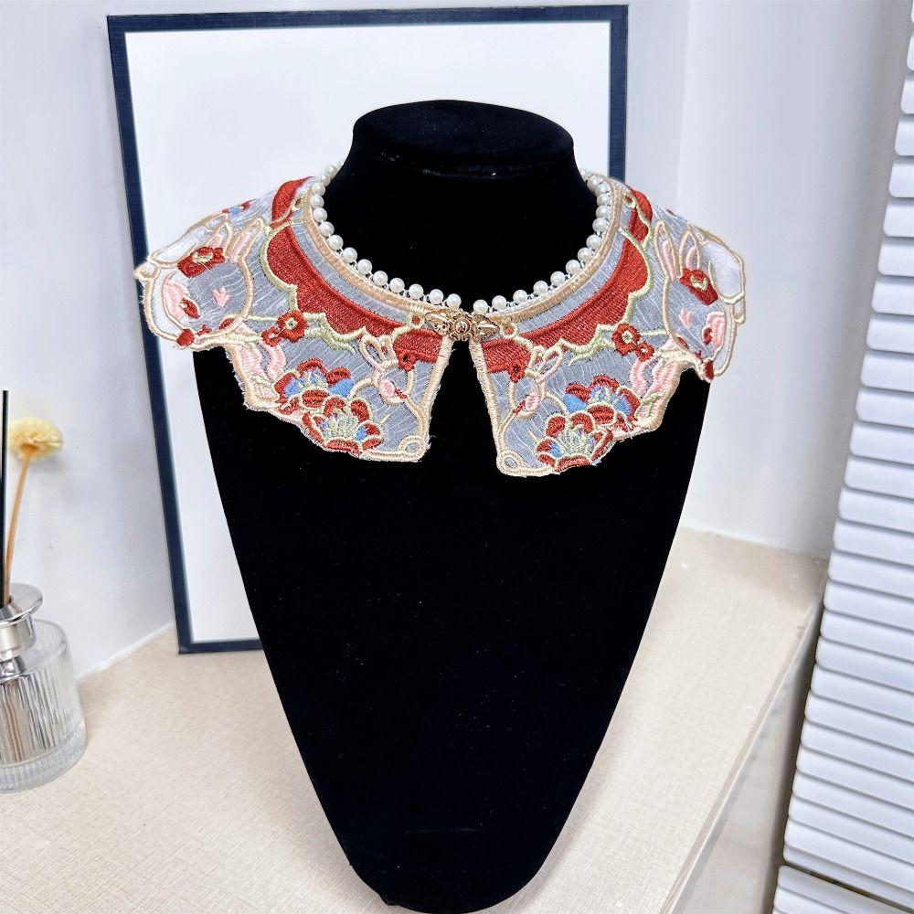 Elegant Hanfu Shawl Floral Pattern Hanfu Shoulder Collar Ancient False Collar Costume Accessory