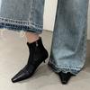 Square head short boots women's 2025 autumn and winter boots new thin women's boots low heel short boots high heels niche Martin boots