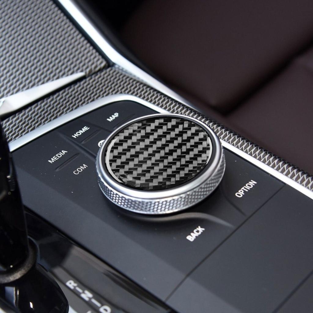 Real Carbon Fiber Console Multimedia Knob Cover For BMW 3 4Series M4 G20 G28 G82