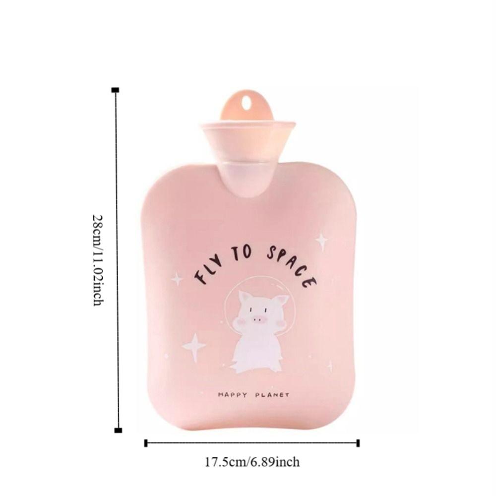 PVC Cartoon Pig Hot Water Bag with Plush Cover Hand Warmer Portable Hot Water Bottles  Foot