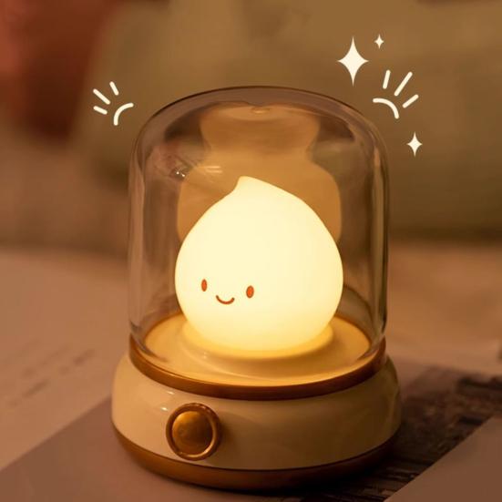 LED Bedside Lamp Flameless Candle Lamp Adjustable Brightness Timer Function Rechargeable Night Light LED Tea Light