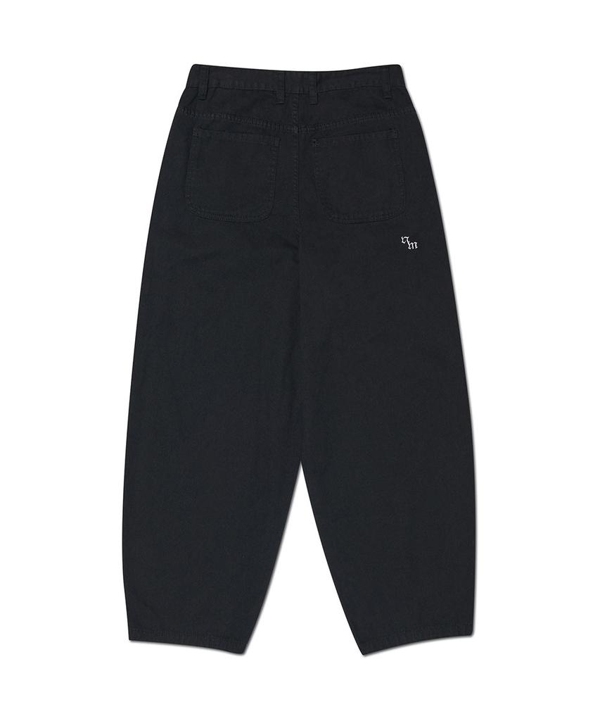 Nomaenyueol Wave Curved Cotton Pants - Black
