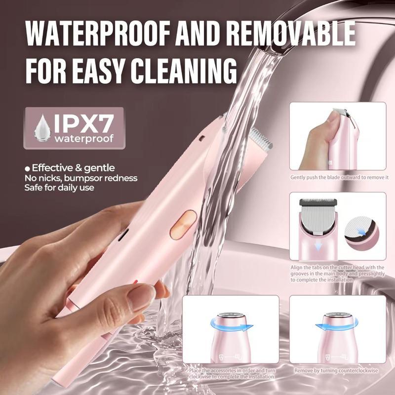 Kadınlar İçin Elektrikli Bikini Düzeltici, Şarj Edilebilir 2'si 1 Arada Vücut ve Yüz Kılları Alma, Kadınlar İçin Su Geçirmez Islak ve Kuru Kullanım Düzeltici