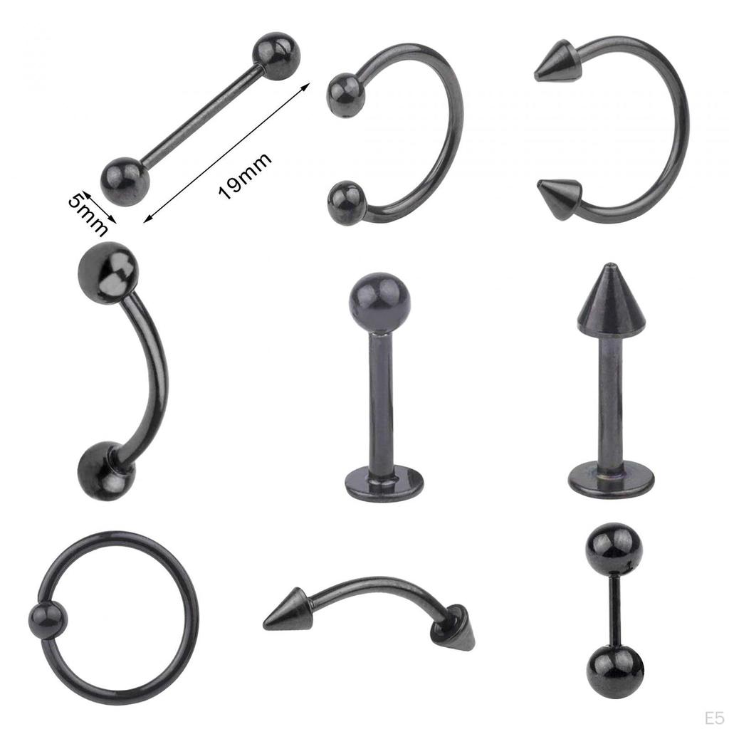 9 Pieces Belly Button Rings Dangle, Dangle with Long Bar Navel Piercing Body