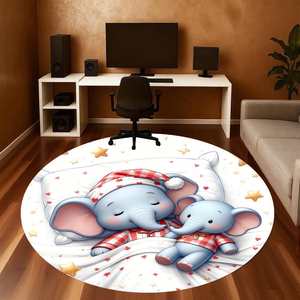 1pc elephant pajamas Round Chair mat Area Rug - Non-Slip, Floor Mat for Office, Bedroom, and Indoor Decor c1118248