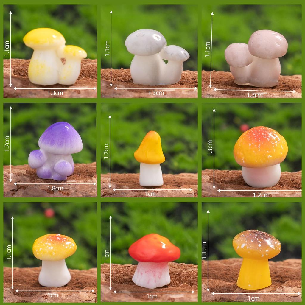 DERAYEE Miniature Mushroom Resin 17 Cute Collection Garden Props Decorations, Pieces, Figurines, Gifts, Ornaments, Figurines,