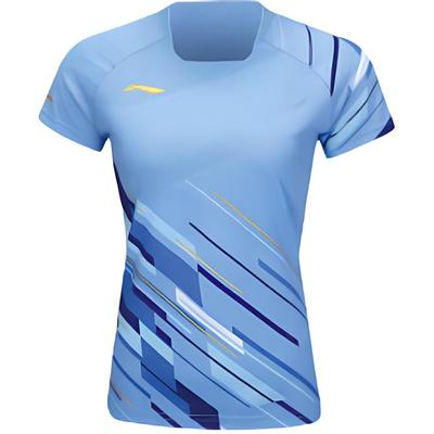 Square Collar Quick-Dry Short Sleeve T-Shirt Women Tops Bright-Sky-Blue AAYU224-3