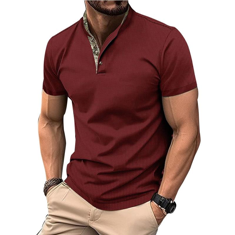 Summer Men's Short Sleeve Tops Waffle Lapel Camouflage Polo Shirt Plus Size Polo Shirt Men's Casual T-Shirt Tops