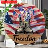 2D Flat 20*20cm1pc Freedom Battle boots&USA Flag Patterns Decoration, Patriotic Theme Independence Day Round Wooden Sign, Applicable To Bar&Party&Yard