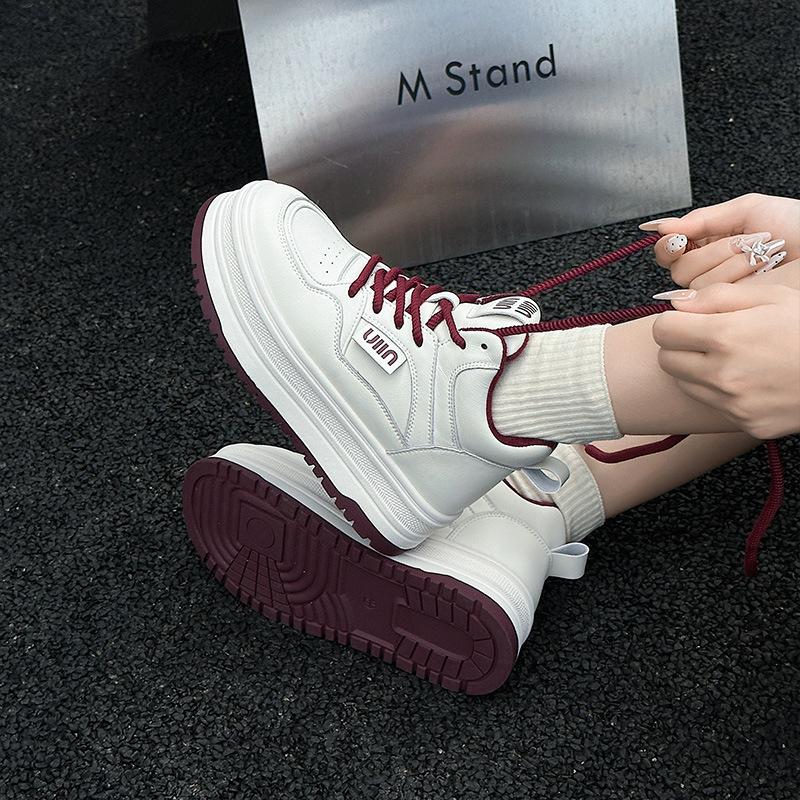Leather velvet platform high-top shoes autumn and winter warm cotton shoes women s casual versatile 35