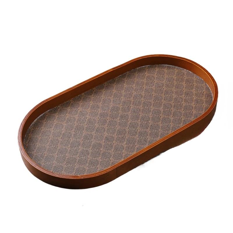 

Легкий роскошный кожаный китайский чайный поднос, ретро настольный ювелирный ключ, место для хранения при входе, высококачественный деревянный поднос