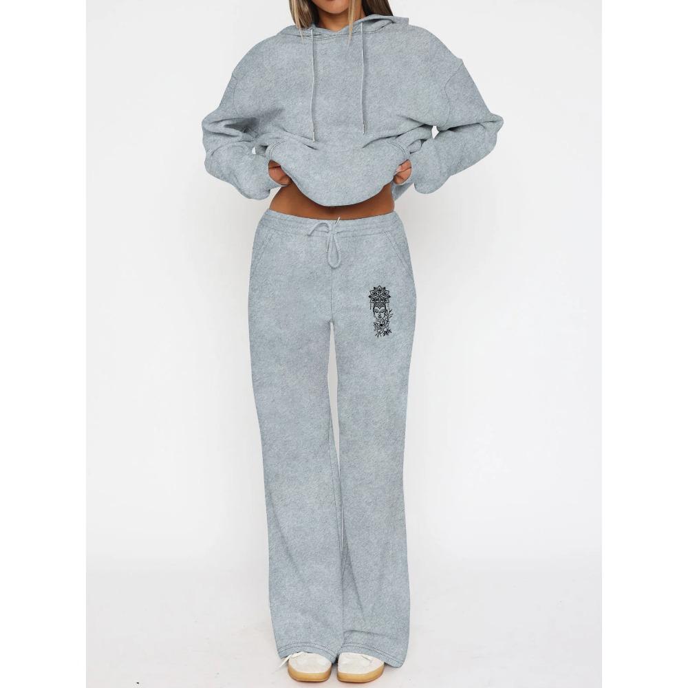 Women's Pullover and Wide Leg Sweatpants Set Are Fashionable and Comfortable Streetwear, Perfect for Autumn and Winter Women's Clothing
