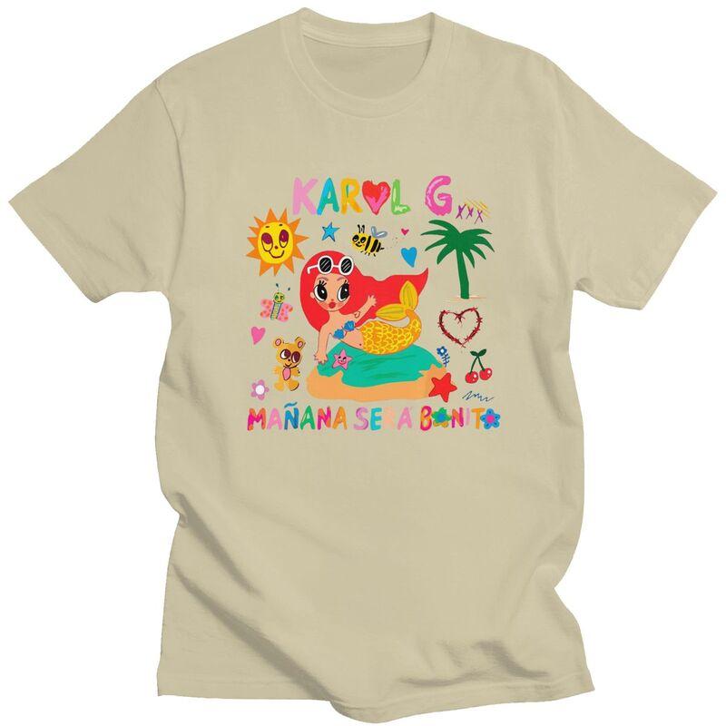 Custom Reggaeton Music Karol G Manana Sera Bonito Tshirts for Men Short Sleeves T Shirt Cool Tshirts Slim Fit 100 Cotton Tees