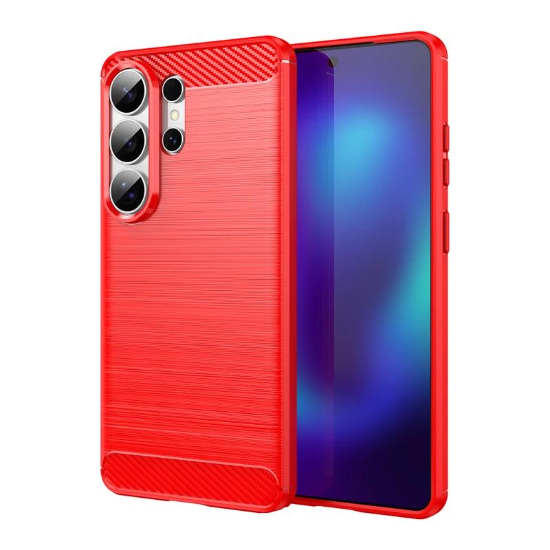 Matte Frosted Carbonfaser Muster Handyhülle für Samsung Galaxy S26 Ultra S26 Pro S25 Edge Plus S24 FE S23 S22 Weiche TPU Stoßfeste Bumper Abdeckung