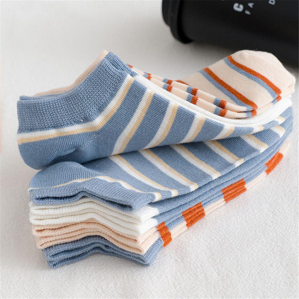 

New Fresh Japanese Short Socks Breathable Ankle Socks Striped Plaid Socks