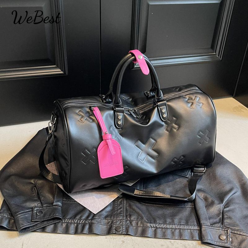 

New Fashionable Embossed Travel Bag, Large-capacity Short-distance Sports and Fitness Bag коричневий