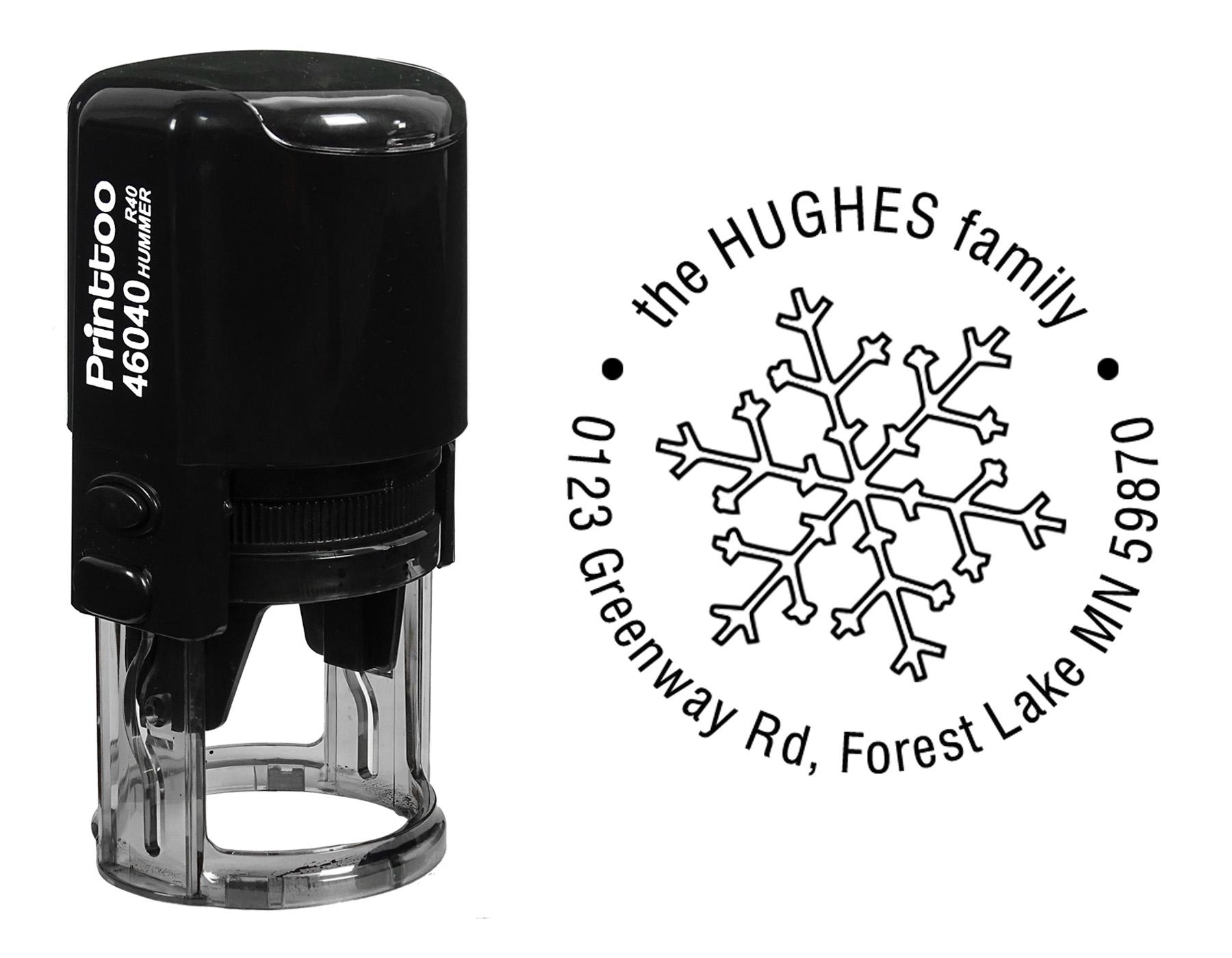 

Printtoo Self Inking Custom Round Family Return Address Rubber Stamp Snowflake Personalized 40 mm Diameter (Approx) красный