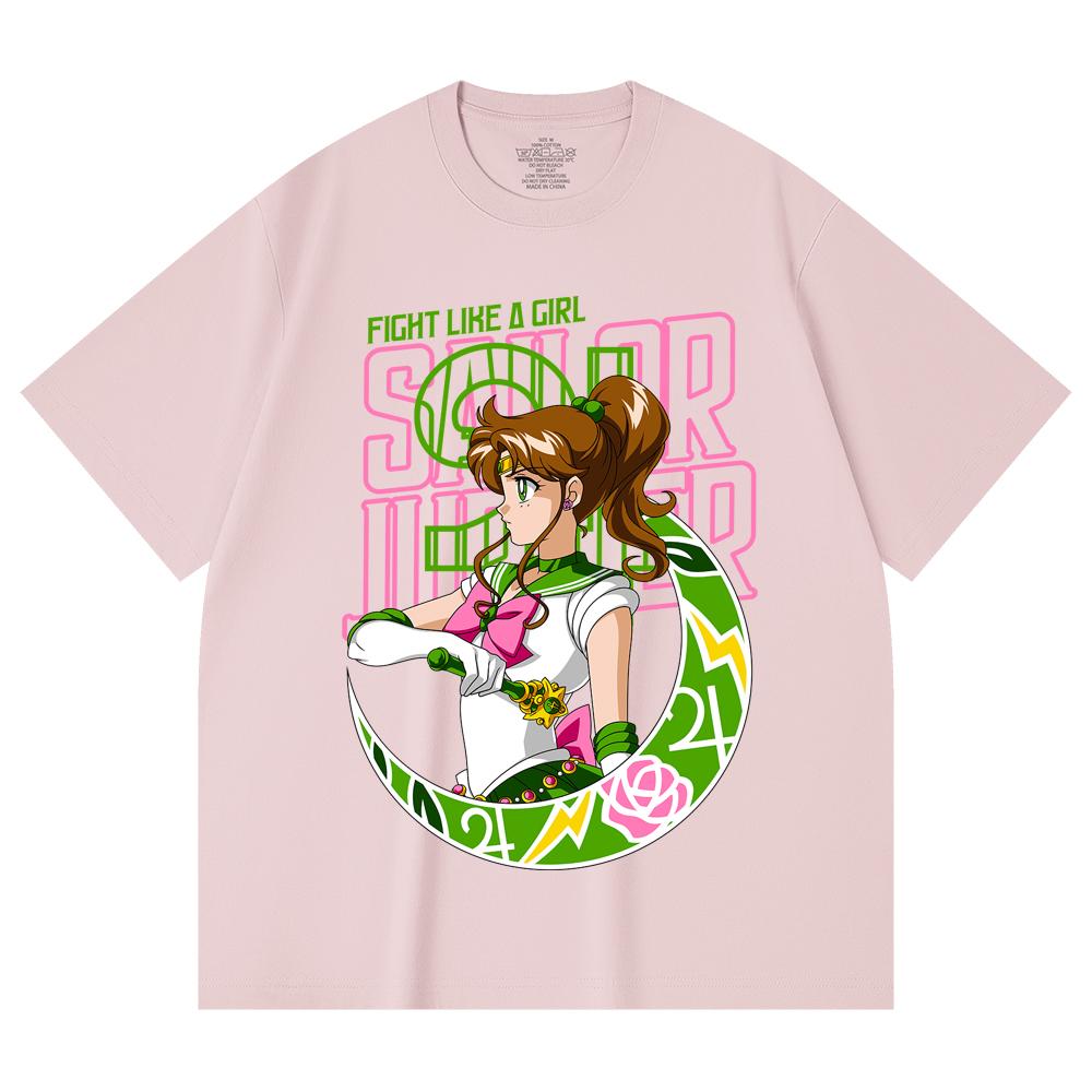 

230 Gsm 100% Cotton Sailor Moon V7 Jupiter Print Unisex Heavy Cotton T Shirt L рожевий
