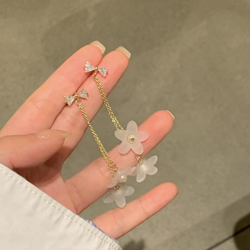 

925 Sterling Silver Colorful Flower Tassel Earrings for a Fairy-Like Look 308B Clip-On