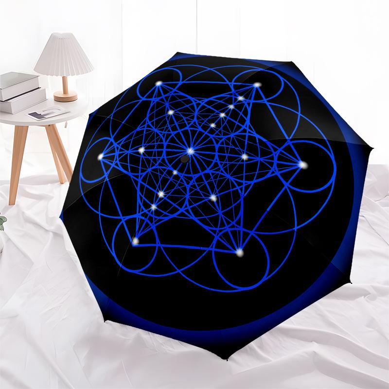 Blue Geometric Mandala: Aesthetic  DecorUmbrella, Portable 3-Fold Compact Umbrella,Christmas Gift ES574