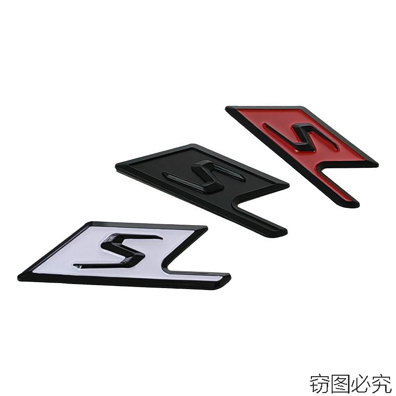 S kurzes Emblem Kofferraumaufkleber für Umrüstung AMG Logo C63 E63S S Logo Heck Heck SAMG Autoaufkleber Dekorationsaufkleber