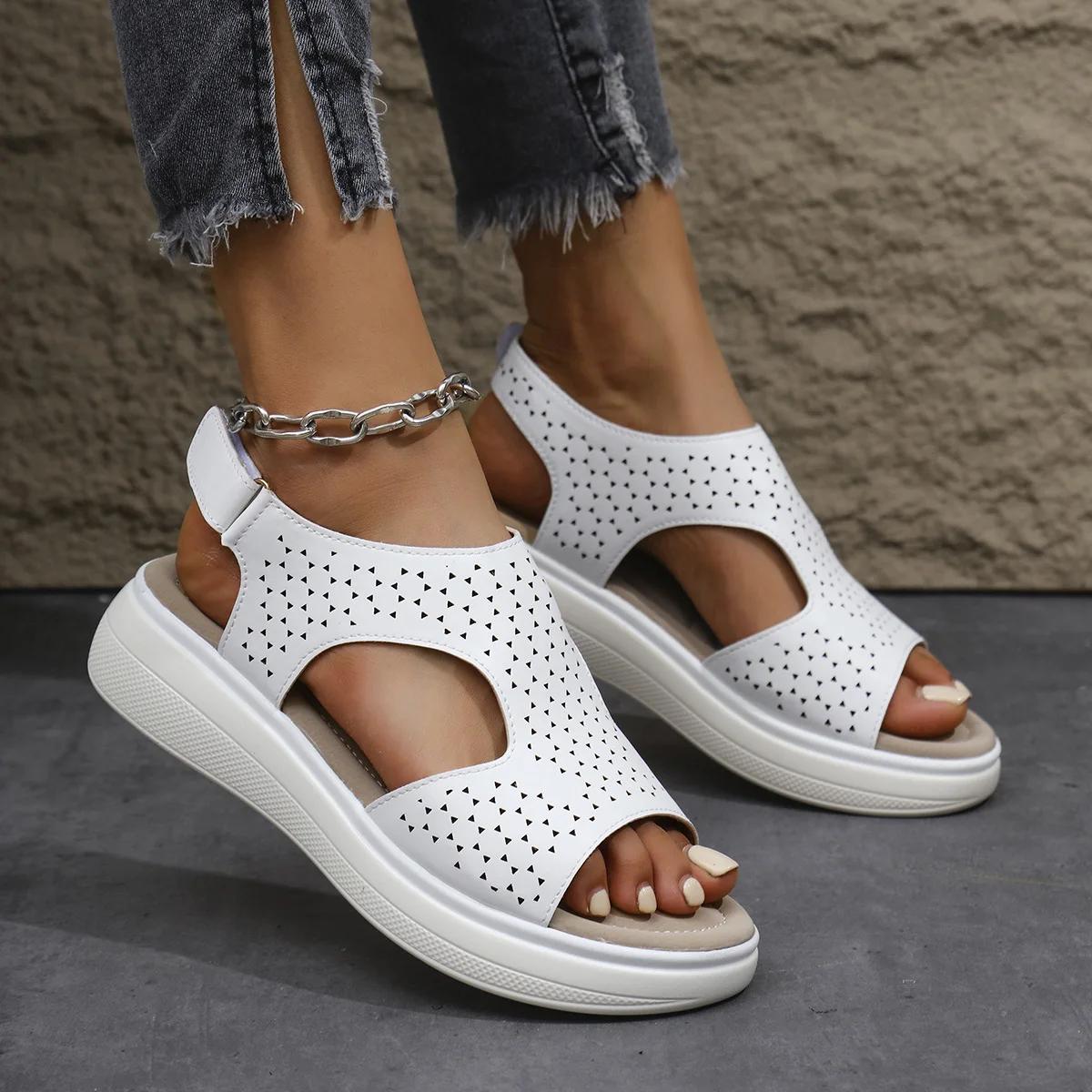 

Fashion Women Sandals Peep Toe Fashion Breathable Comfort Shopping Ladies Walking Shoes Summer Platform Sandal Shoes Mujer Plus Size 43 36 белый