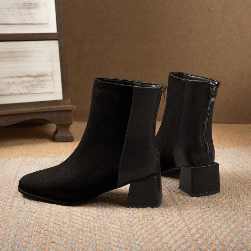 

Мода 2025 Новые Женские Ботинки Обувь на Платформе Массивный Каблук Эластичные Носки до Щиколотки Осень Зима Винтажные Женские Удобные Ботинки до Середины Икры 40 чёрный